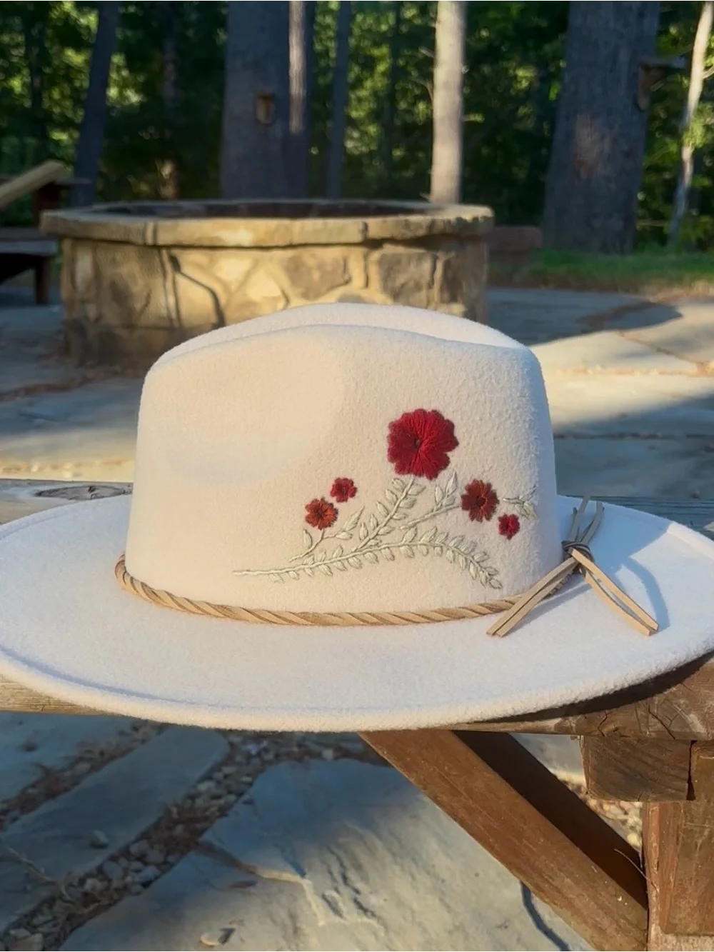 Hand-Embroidered Floral Women’s Fedora Hat
